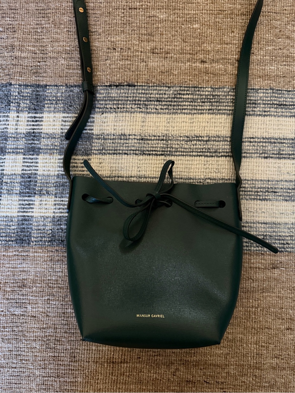 Mansur Gavriel Green Leather Mini Bucket Bag